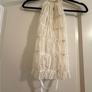 Source Unknown Cream Ruffled Tank Top